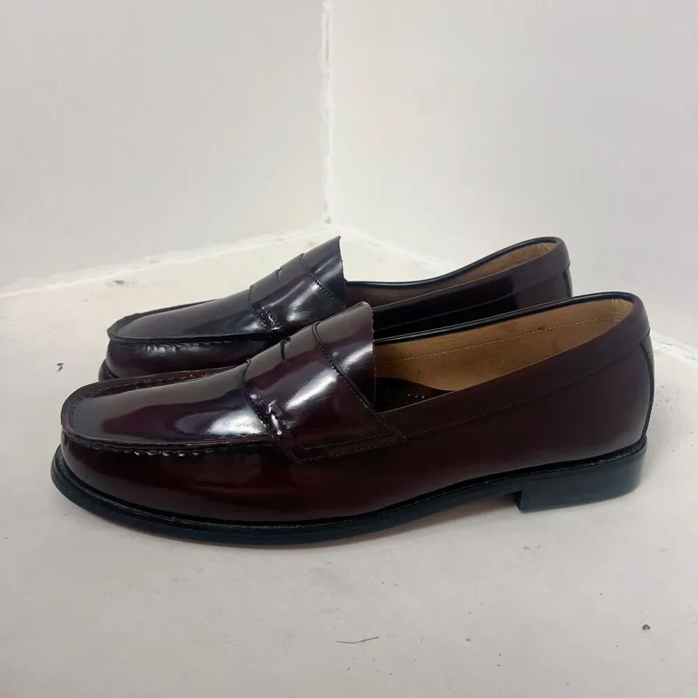 King's Court Burgundy Patent Leather Penny Loafers Size 15M